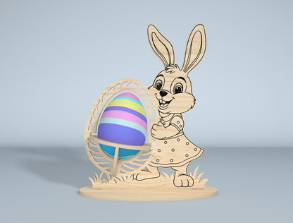 Easter Bunny Egg Spinner SVG Bundle Laser Cut File | 9 Bunny Egg Designs | Spring Tabletop Decor | Glowforge, xTool, LightBurn, etc.