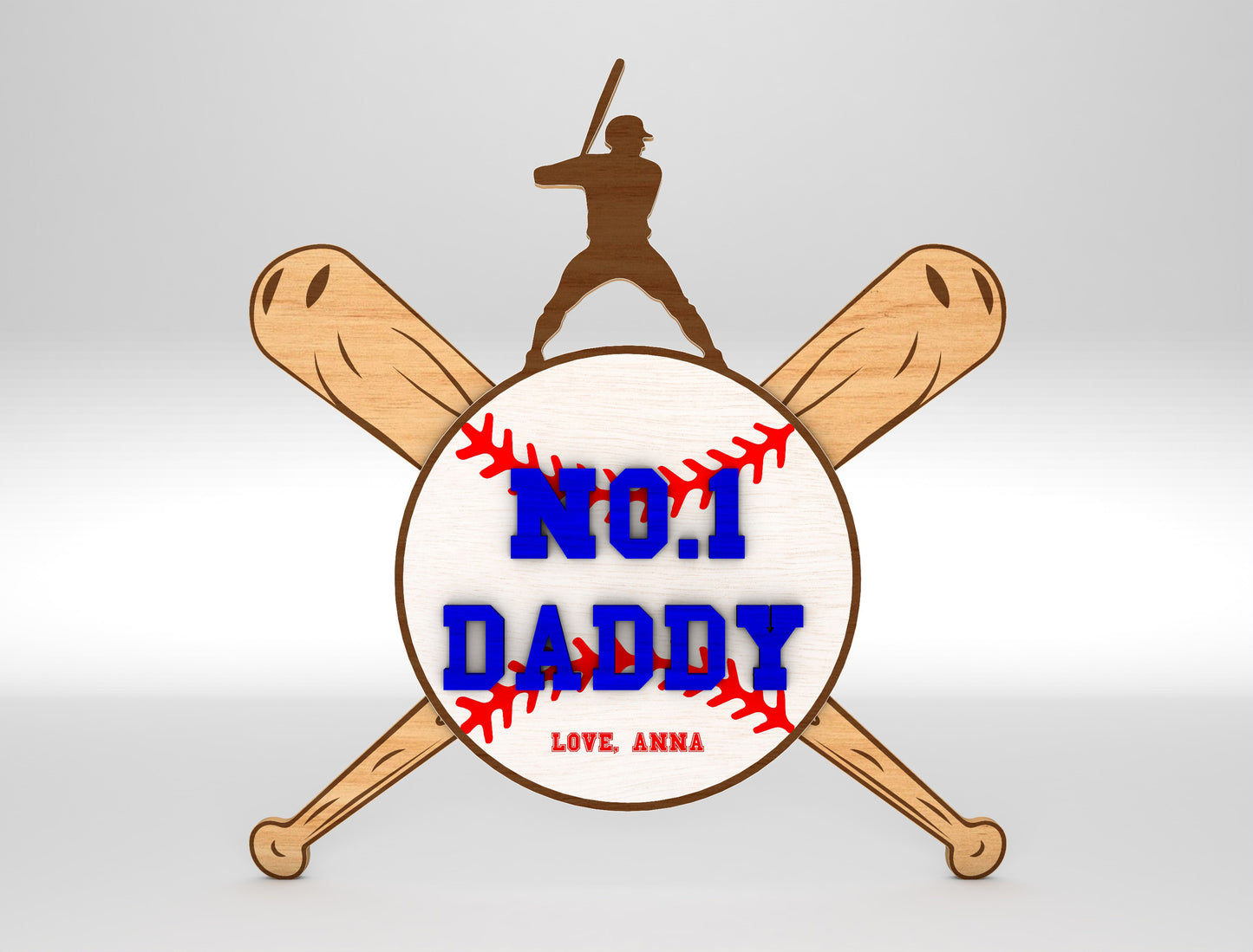 No.1 Dad Baseball Sports Sign SVG Laser Cut File for Glowforge and xTool