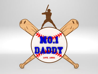No.1 Dad Baseball Sports Sign SVG Laser Cut File for Glowforge and xTool
