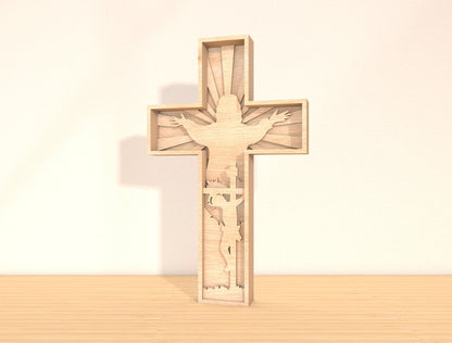 Multilayer Cross SVG Bundle 7 Layer Jesus Crucifix 2 Designs for Glowforge