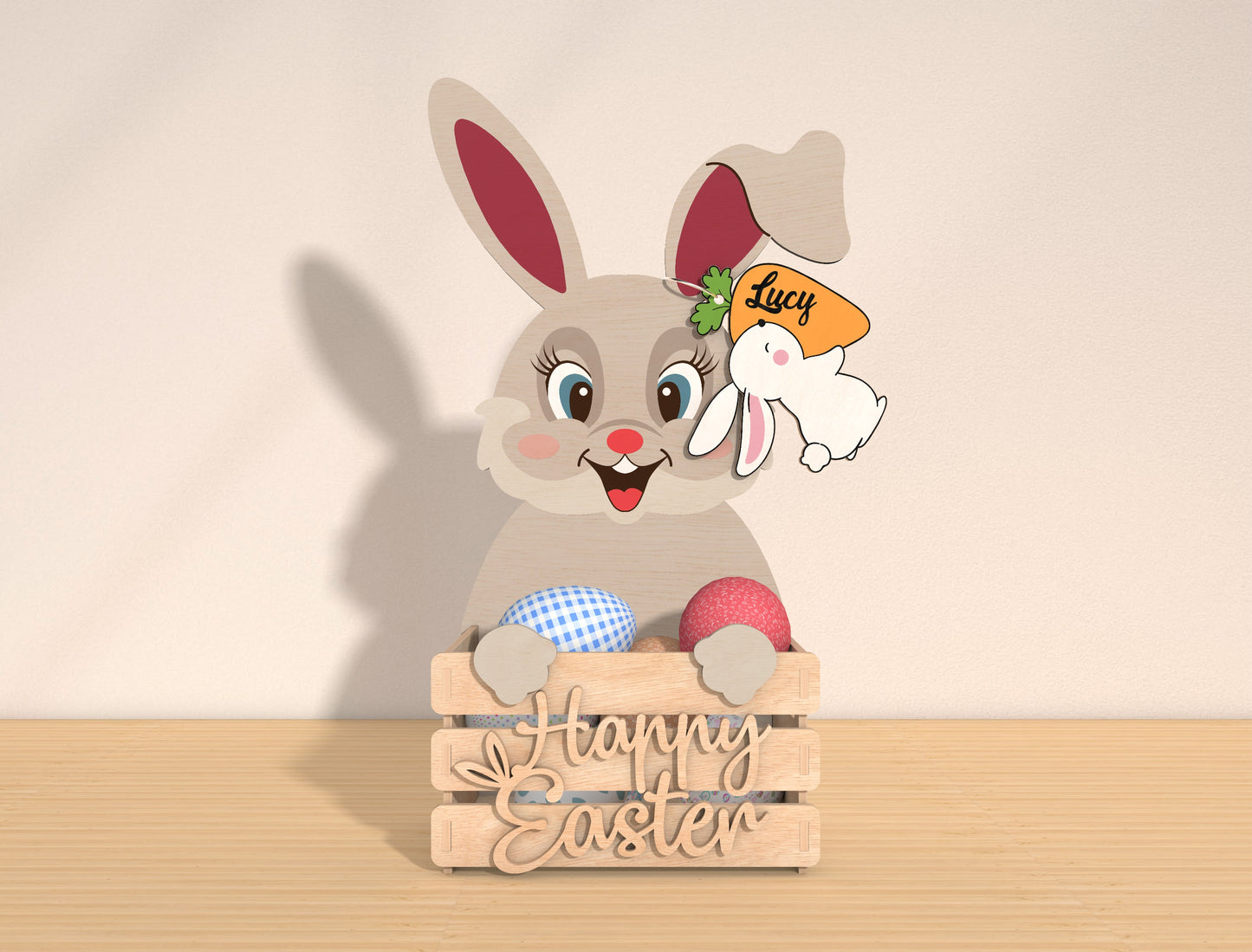 Personalized Easter Bunny Basket Holder SVG Bundle for LightBurn and xTool