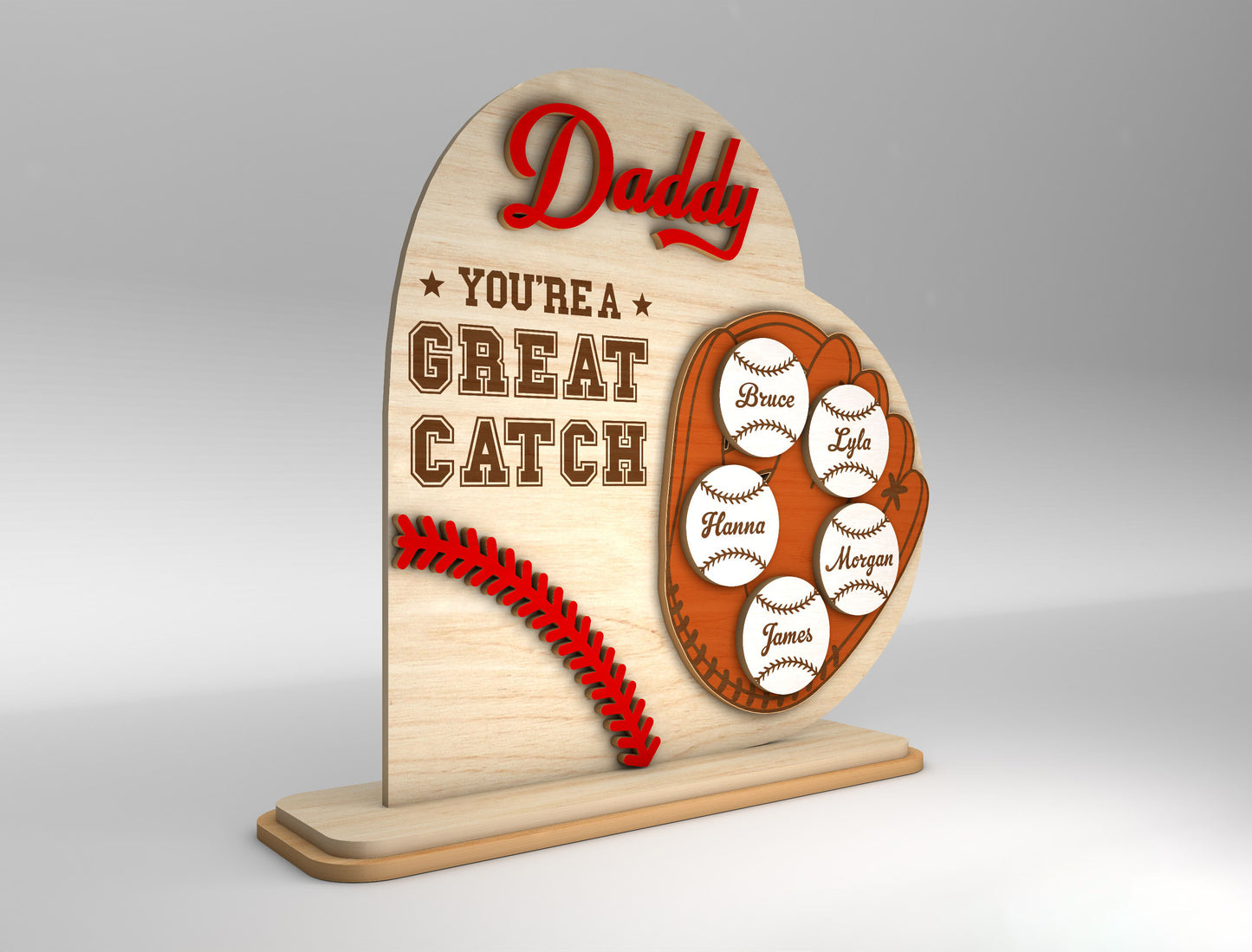 Personalized Baseball Dad Great Catch SVG for Glowforge and xTool