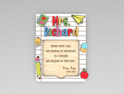 Personalized Teacher Notepad Holder SVG for Glowforge and LightBurn