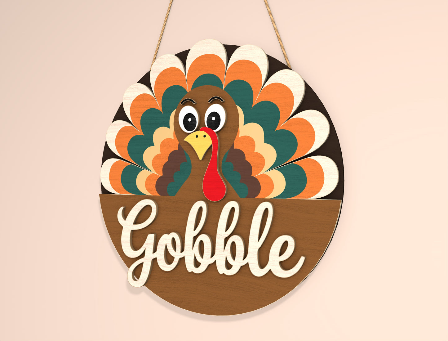 Thankful Gobble Turkey Door Hanger SVG Bundle for Glowforge xTool LightBurn | 2 Designs