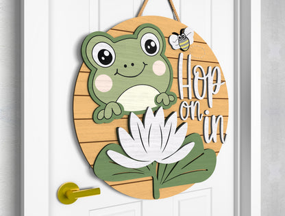 Hop On In Frog Door Sign SVG Laser Cut File for Glowforge and LightBurn