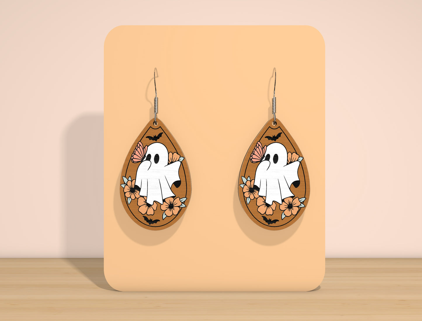 Halloween Ghost Teardrop Earrings SVG Bundle for Glowforge xTool LightBurn 8 Designs