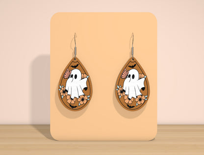 Halloween Ghost Teardrop Earrings SVG Bundle for Glowforge xTool LightBurn 8 Designs