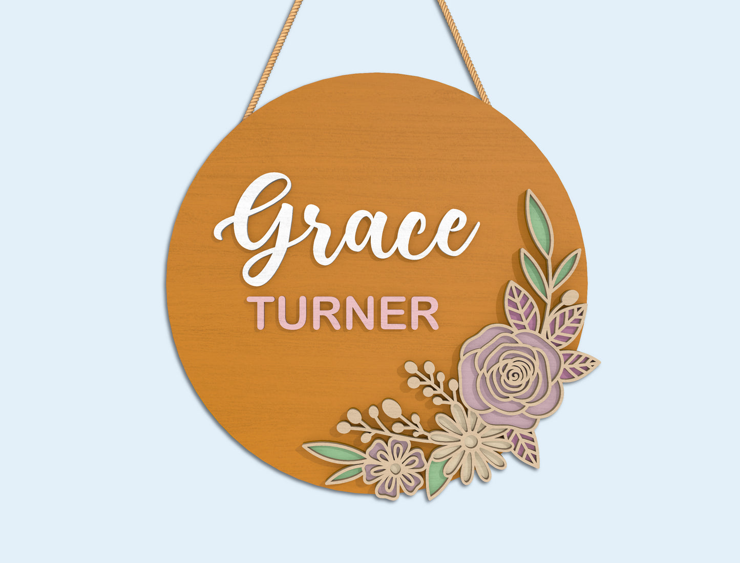 Floral Name Sign SVG Bundle Laser Cut File for Glowforge and xTool