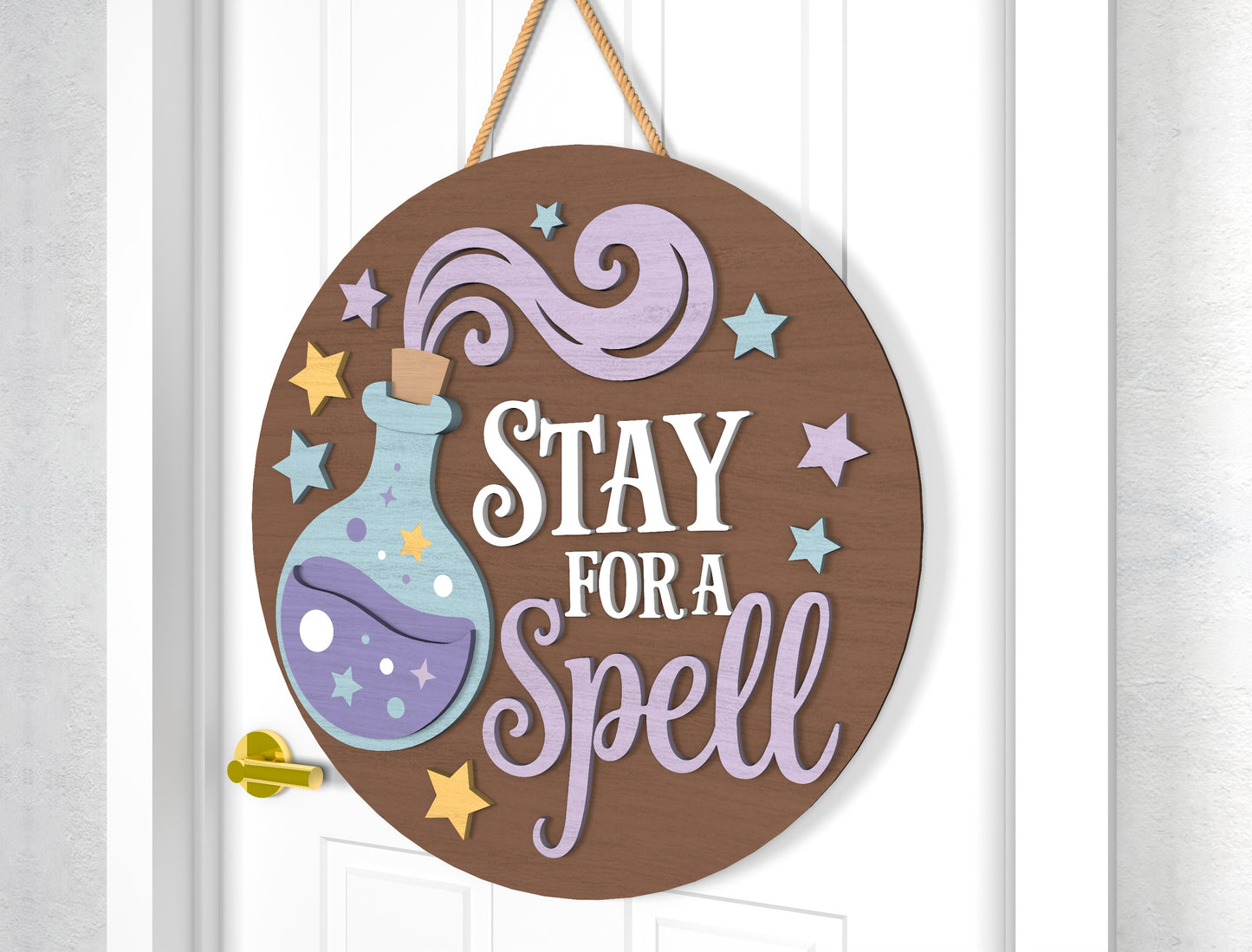 Witch Halloween Door Sign SVG Laser Cut Files for Glowforge