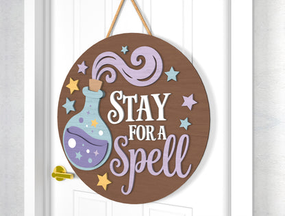Witch Halloween Door Sign SVG Laser Cut Files for Glowforge