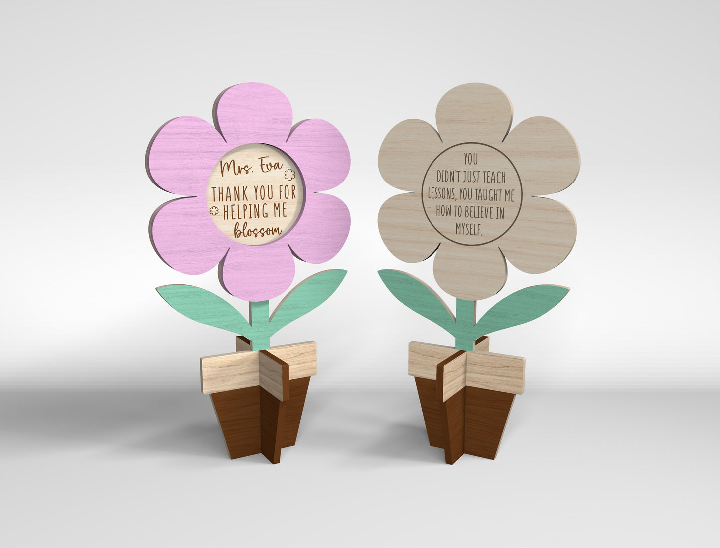 Personalized Teacher Flower Tabletop SVG Bundle for Glowforge and xTool