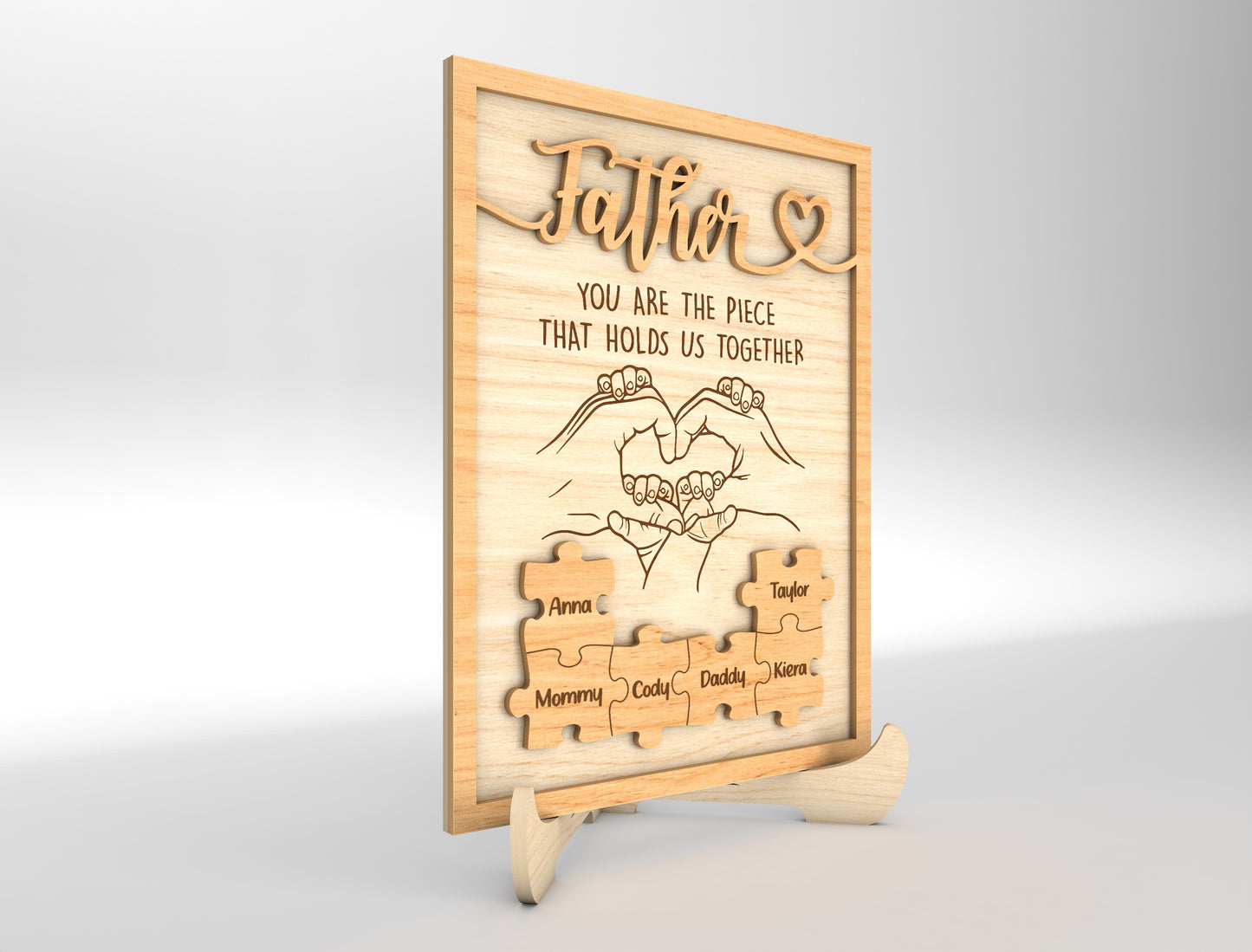 Personalized Dad Puzzle Hands SVG Laser Cut File for Glowforge