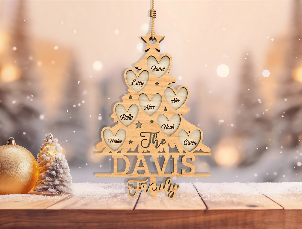 Personalized Family Tree Heart Christmas Ornament SVG 7