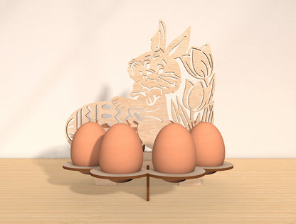 Easter Egg Holder Stand SVG Bundle Bunny Floral for LightBurn and xTool