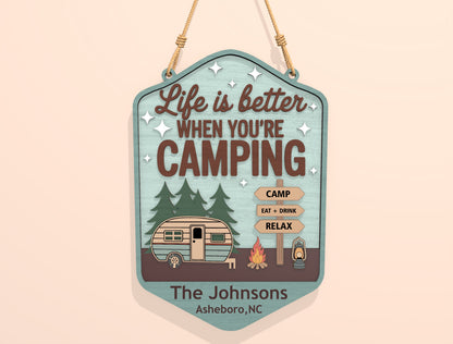 Camping Door Sign Bundle SVG Laser Cut File for xTool and Glowforge