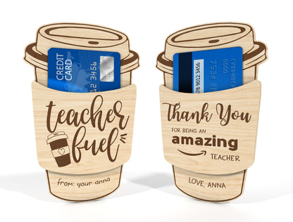 Teacher Coffee Gift Card Holder SVG Bundle for LightBurn and Glowforge