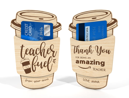 Teacher Coffee Gift Card Holder SVG Bundle for LightBurn and Glowforge
