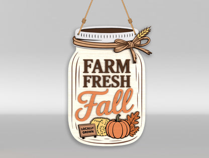 Fall Mason Jar Door Hanger SVG Bundle for Glowforge xTool LightBurn 8 Designs