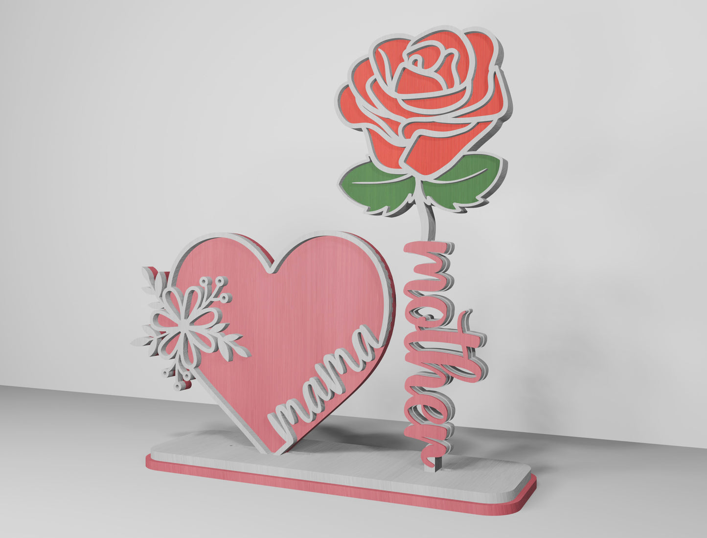 Rose Mom Tabletop Decor SVG Bundle Mother's Day for LightBurn