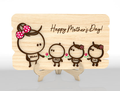 Cute Family Mom Sign SVG Bundle Cartoon for xTool and LightBurn