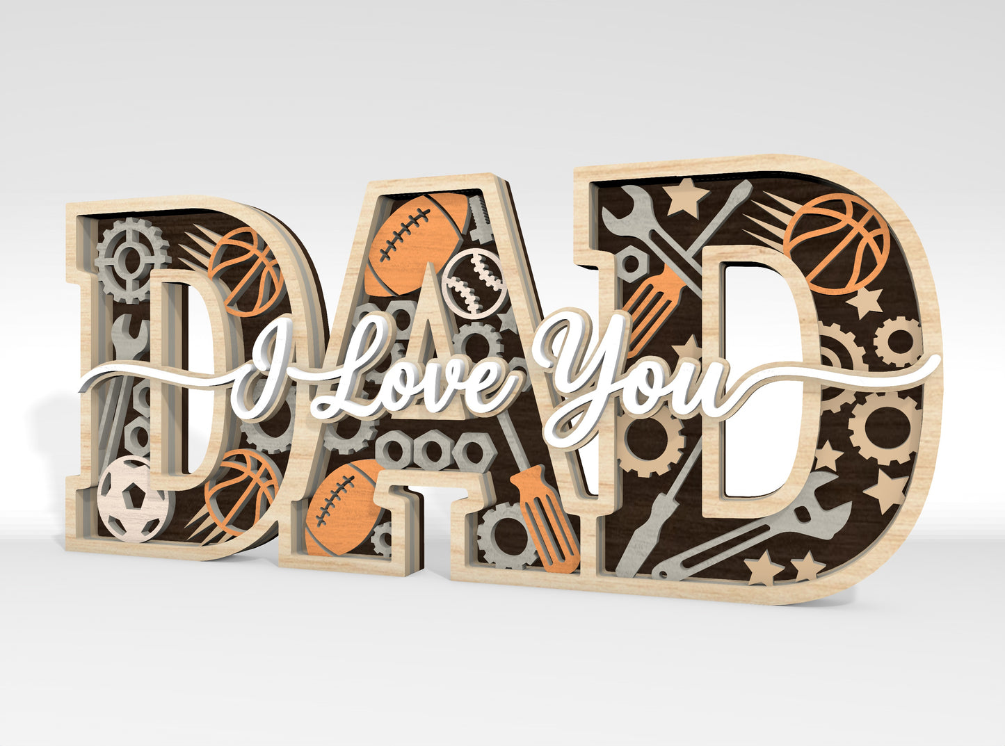 Multilayer I Love You Word Art SVG Bundle for Glowforge and xTool