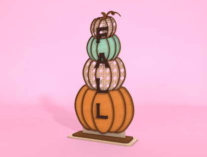 Stacked Pumpkin FALL Lattice SVG Set for Glowforge xTool LightBurn 2 Designs
