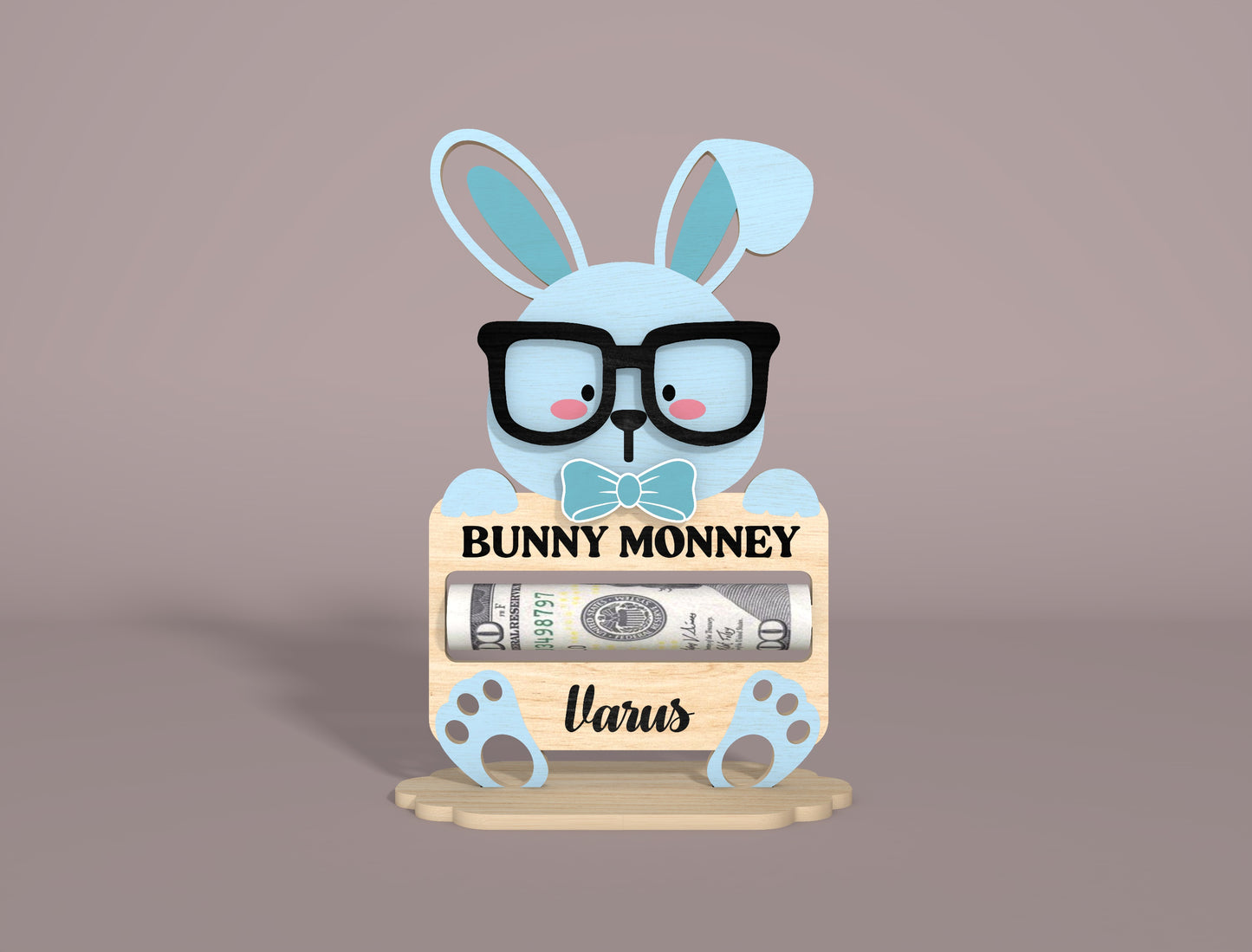 Personalized Bunny Money Holder SVG Easter Cash Gift for LightBurn and xTool
