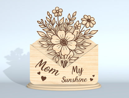 Floral Envelope Stand Sign SVG Bundle for Glowforge and xTool