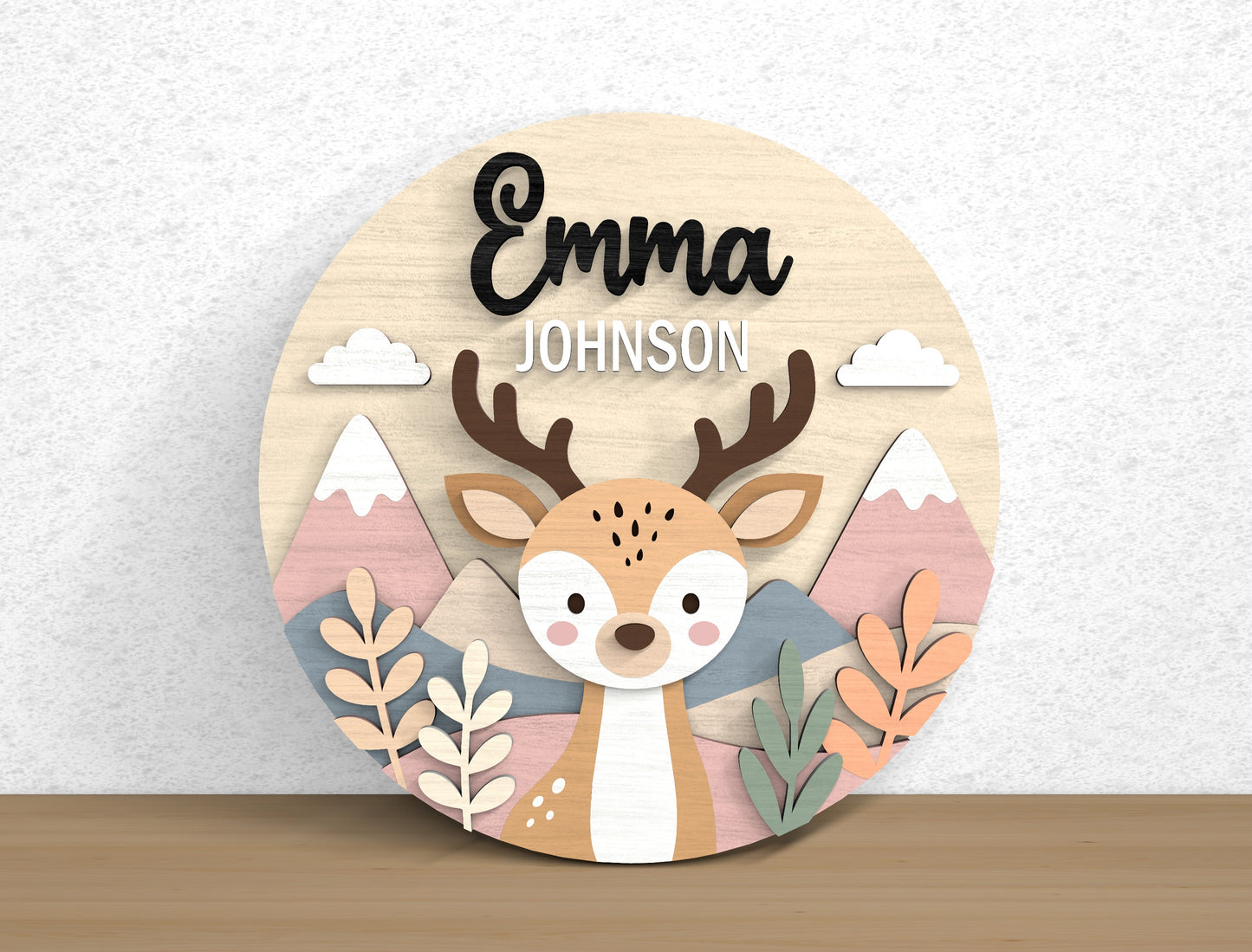 Forest Animal Baby Name SVG File for Glowforge and xTool