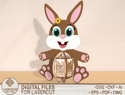 Bunny Lantern SVG Bundle Cute Rabbit Hanging Easter for Glowforge and xTool