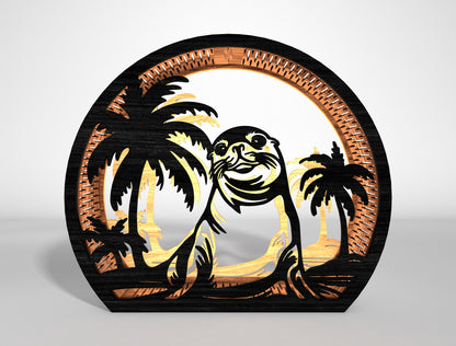 Sea Lantern SVG Bundle with Tropical Ocean Scene Laser Cut Files