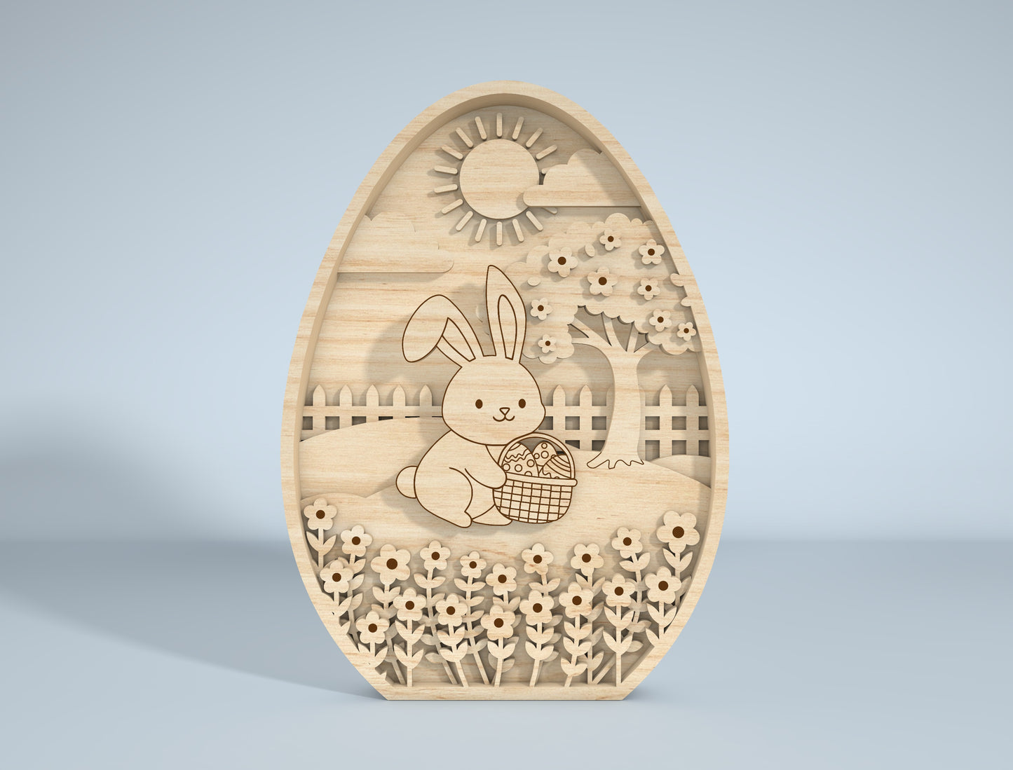 Cute Easter Nature Scene SVG Bundle Easter Bunny for Glowforge and xTool