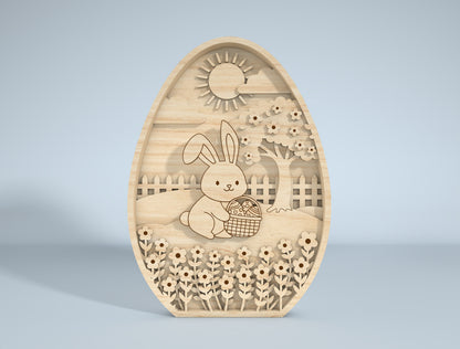 Cute Easter Nature Scene SVG Bundle Easter Bunny for Glowforge and xTool