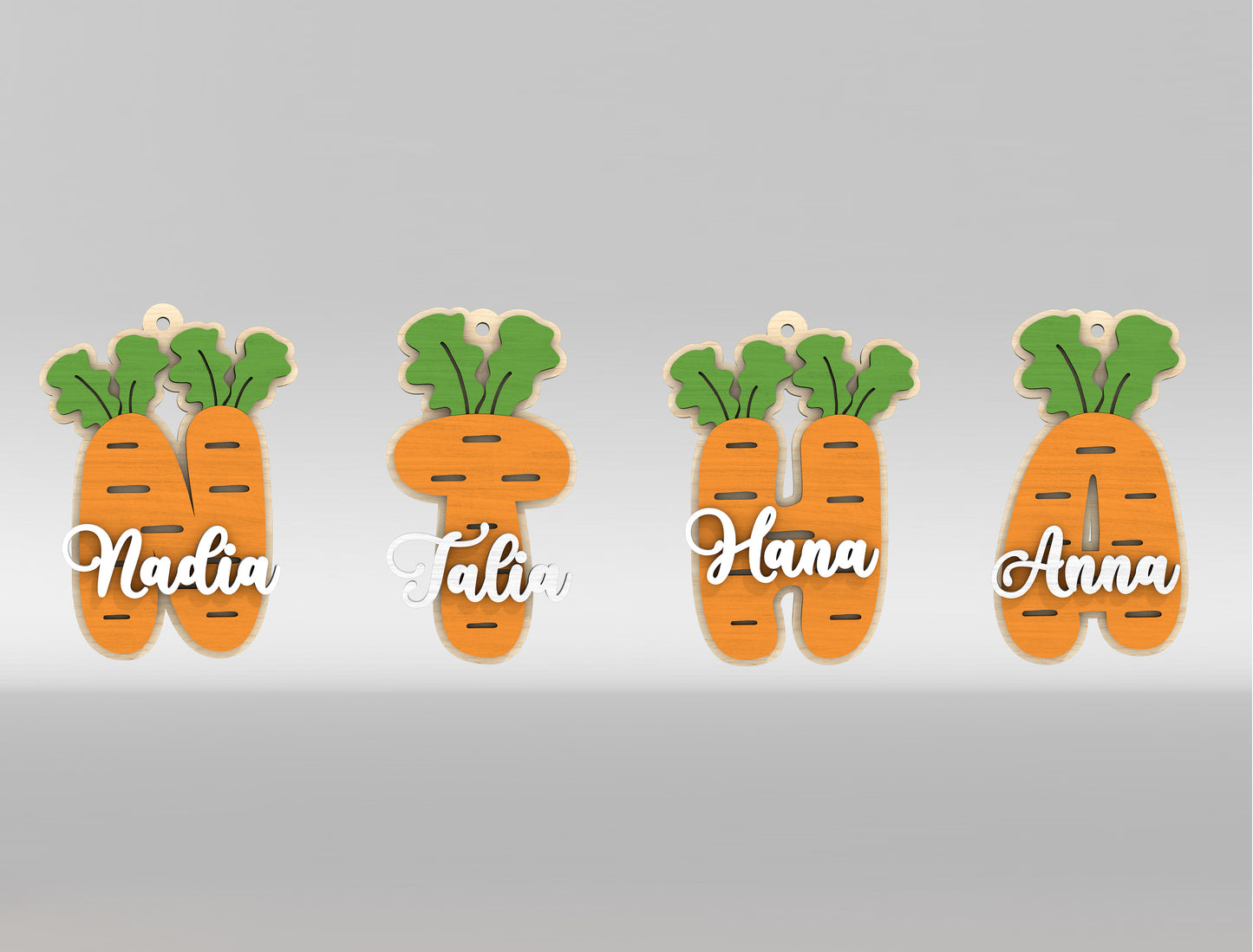 Easter Carrot Basket Tags SVG Alphabet Number Name Tags for LightBurn and xTool
