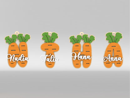 Easter Carrot Basket Tags SVG Alphabet Number Name Tags for LightBurn and xTool
