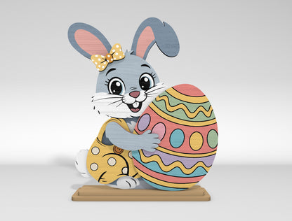 Cute Easter Bunny Table Decor SVG Bundle 5 Happy Easter Designs for LightBurn