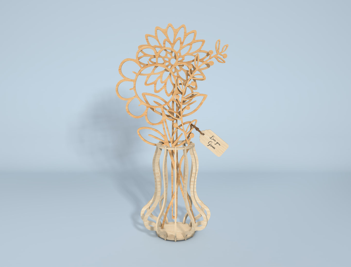 Floral Vase Stand Line Art SVG Bundle for Glowforge and LightBurn