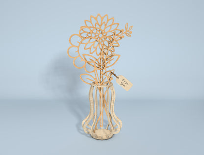 Floral Vase Stand Line Art SVG Bundle for Glowforge and LightBurn