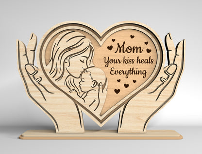 Personalized Mom Heart Stand Sign SVG Bundle for xTool and Glowforge