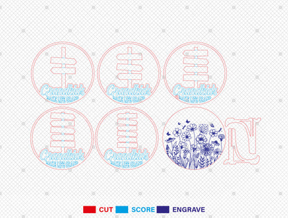 Grandkids Personalized Round Name Sign SVG Bundle for LightBurn and xTool
