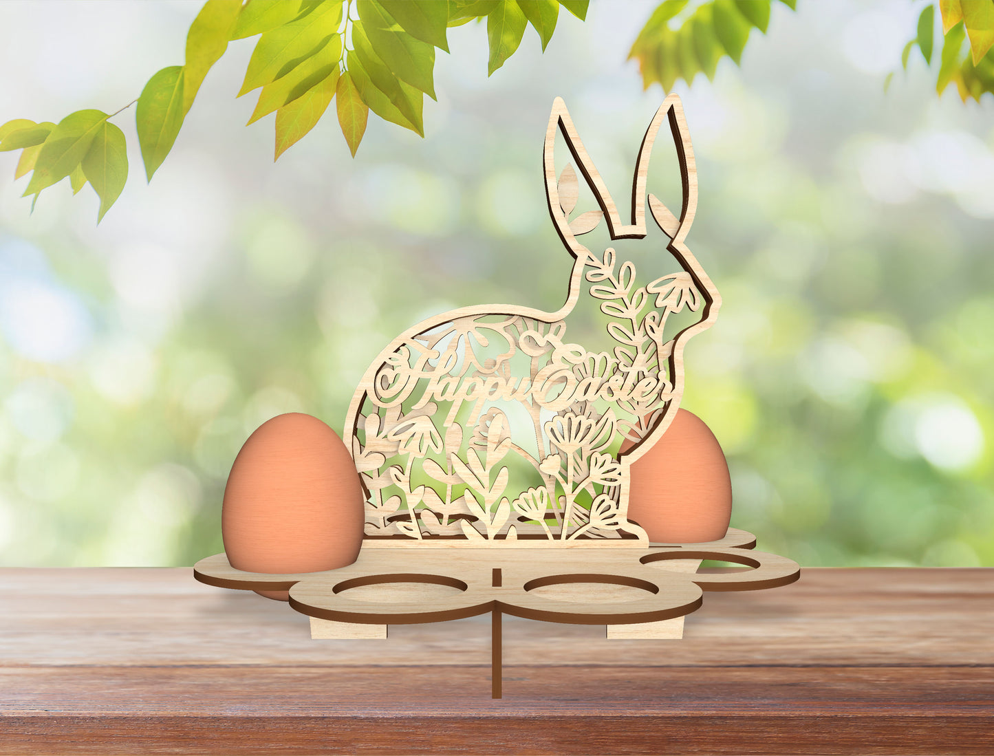 Easter Bunny Egg Holder Stand SVG Floral Rabbit 5 Designs for LightBurn