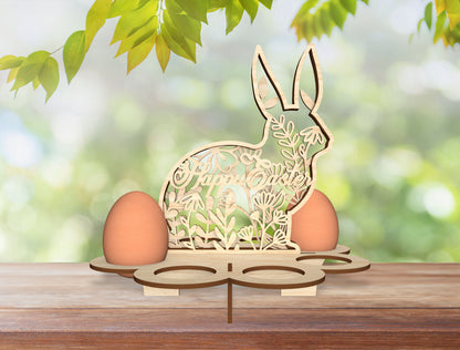 Easter Bunny Egg Holder Stand SVG Floral Rabbit 5 Designs for LightBurn