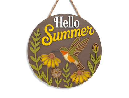 Summer Hummingbird Floral Sign Bundle SVG Laser Cut File for xTool and Glowforge