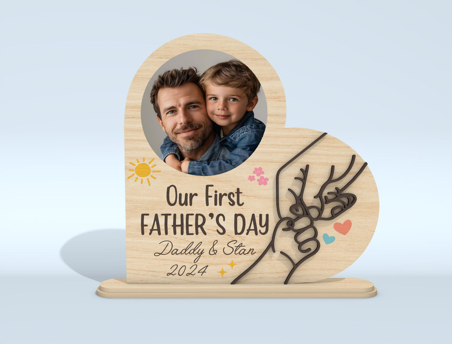 Personalized Heart Shaped Dad Photo Frame SVG Laser Cut File for LightBurn and xTool