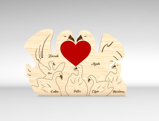 Personalized Family Swan Puzzle SVG for Glowforge and LightBurn