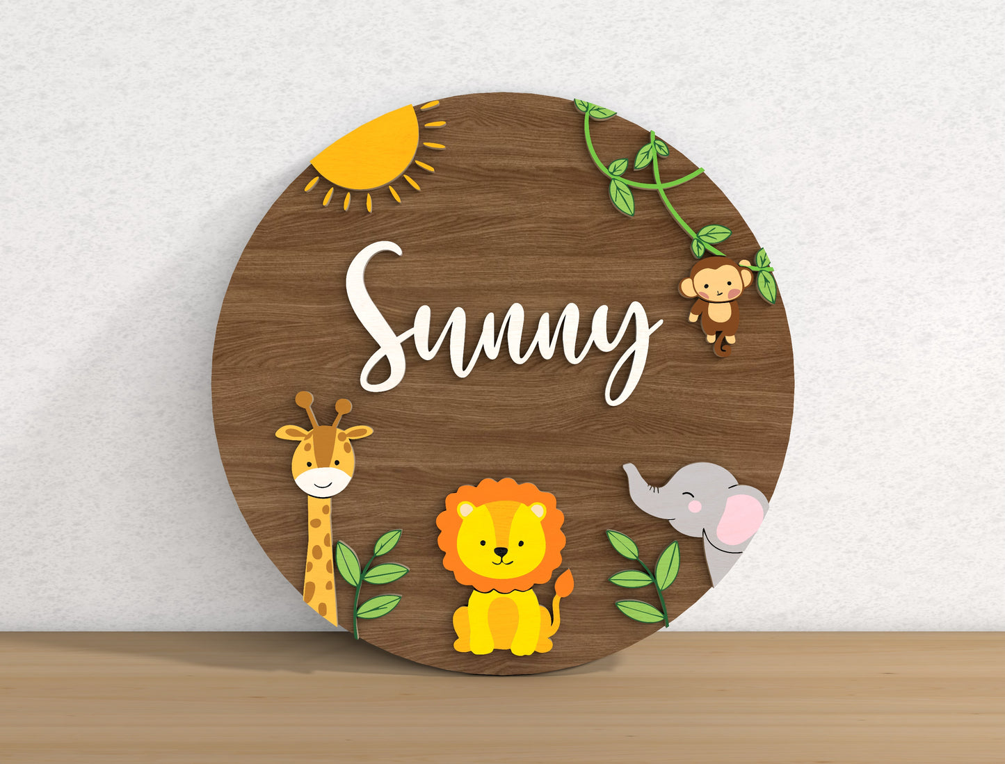 Personalized Safari Baby Name SVG File for xTool LightBurn