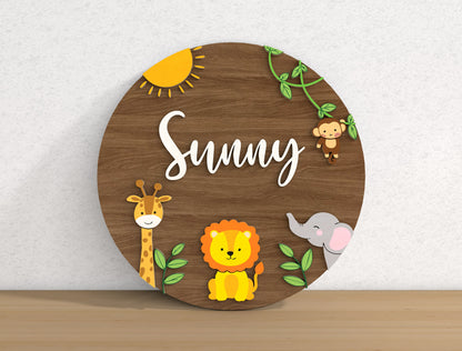Personalized Safari Baby Name SVG File for xTool LightBurn