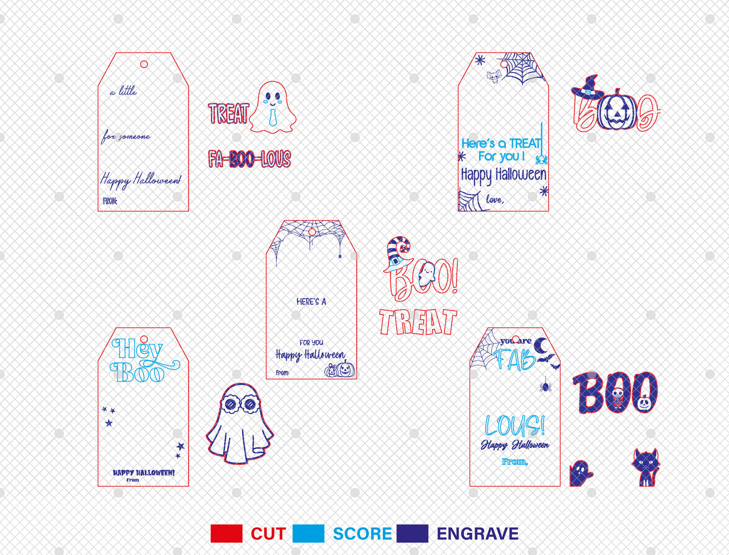 Halloween Gift Tag SVG Bundle 5 Designs for Glowforge xTool LightBurn