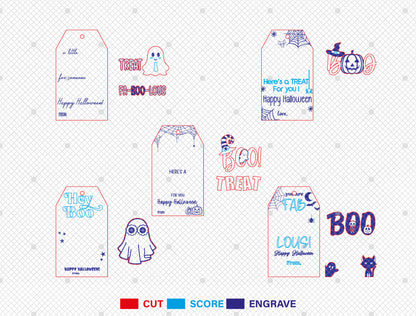Halloween Gift Tag SVG Bundle 5 Designs for Glowforge xTool LightBurn