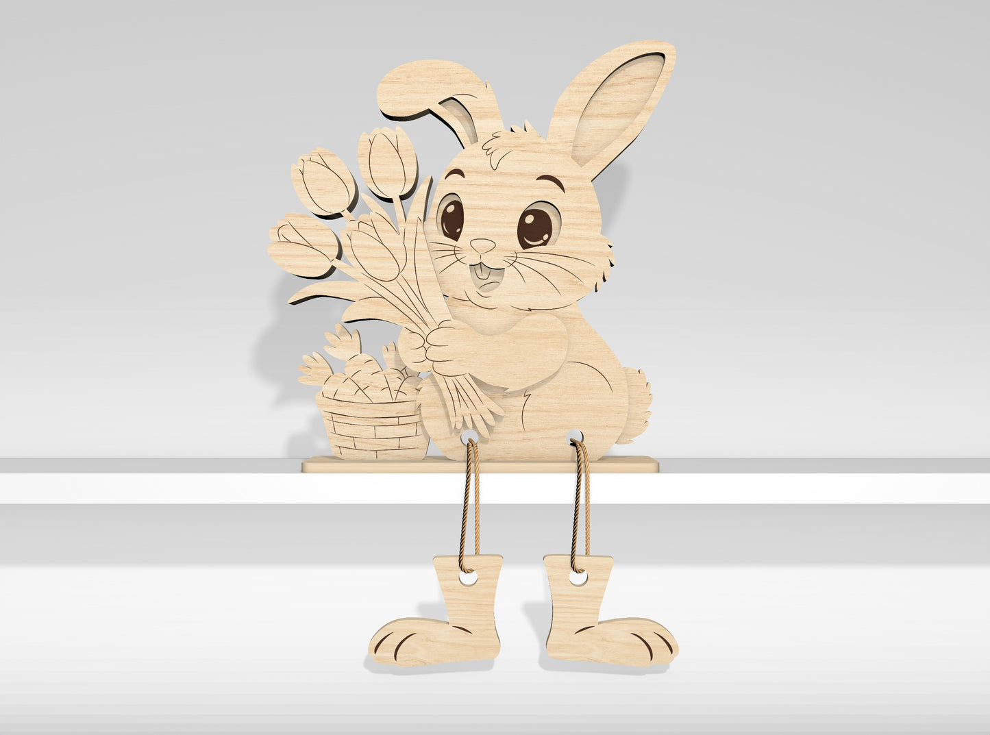12 Easter Bunny Shelf Sitters SVG Laser Cut File for Glowforge and xTool